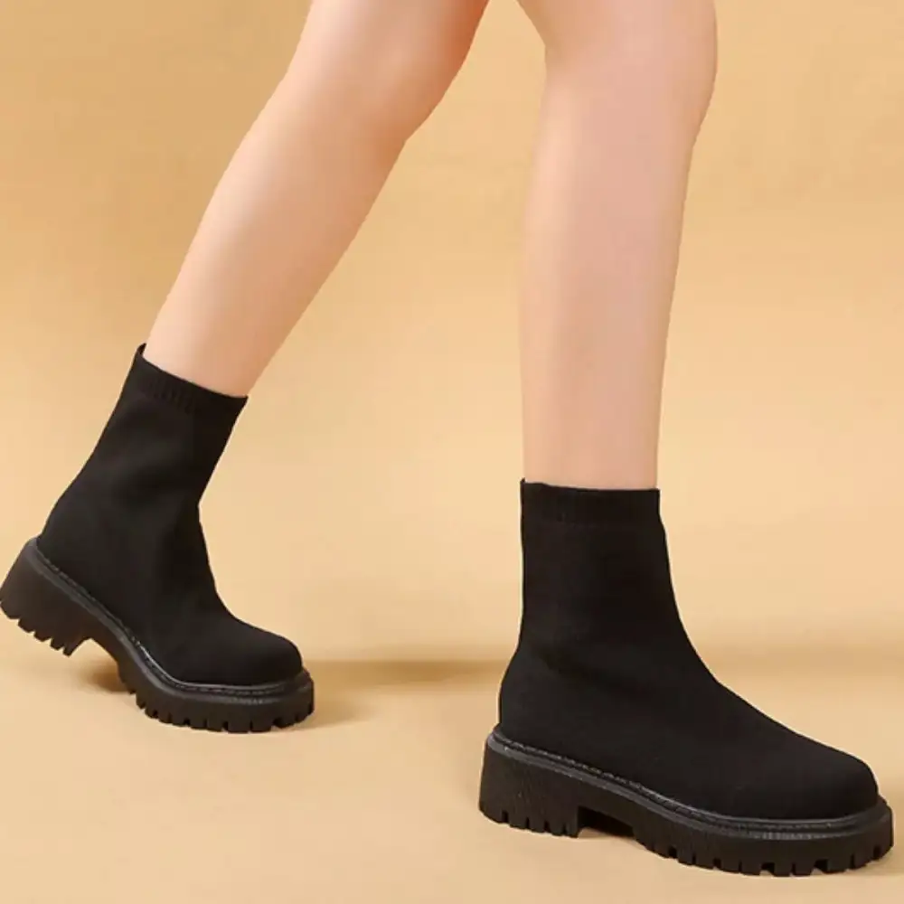 Round Toe Block Heels Boots