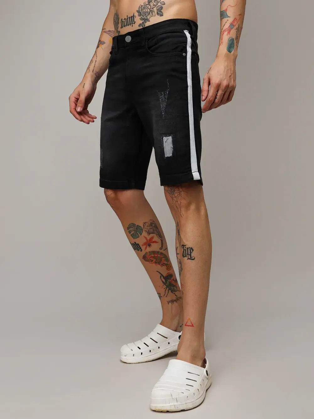 Black Casual Style Denim Shorts