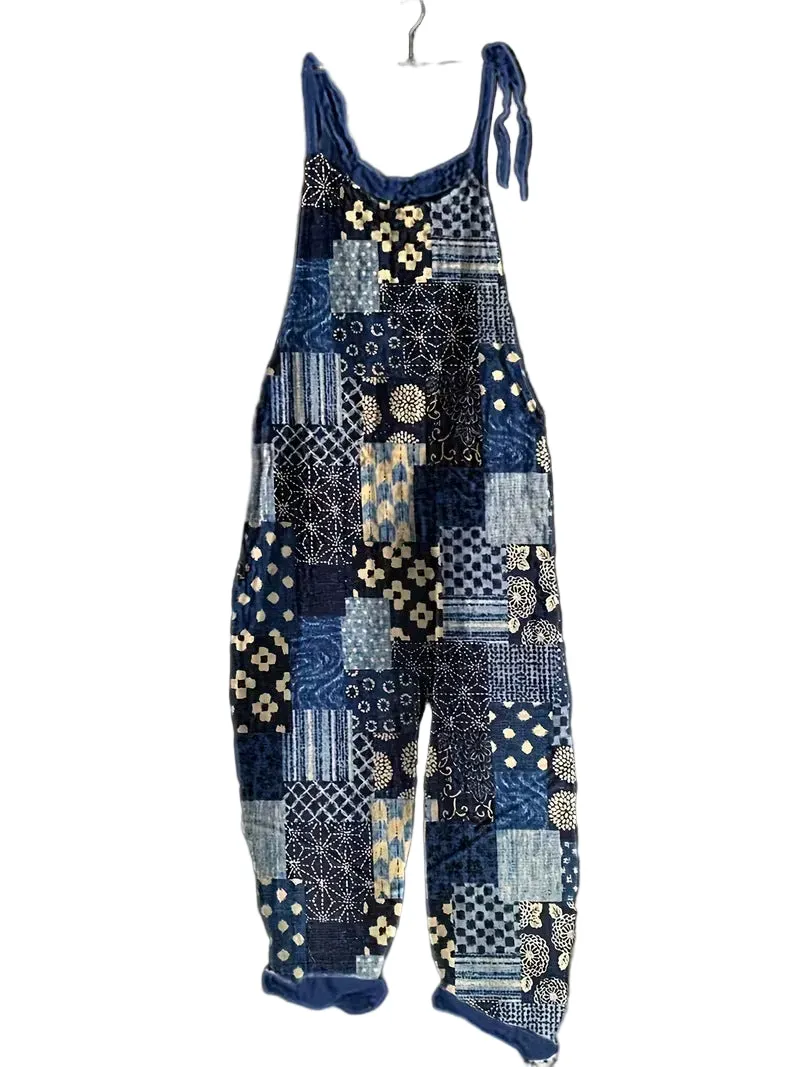 Women' Fun Print Wide-Leg Suspender Overalls