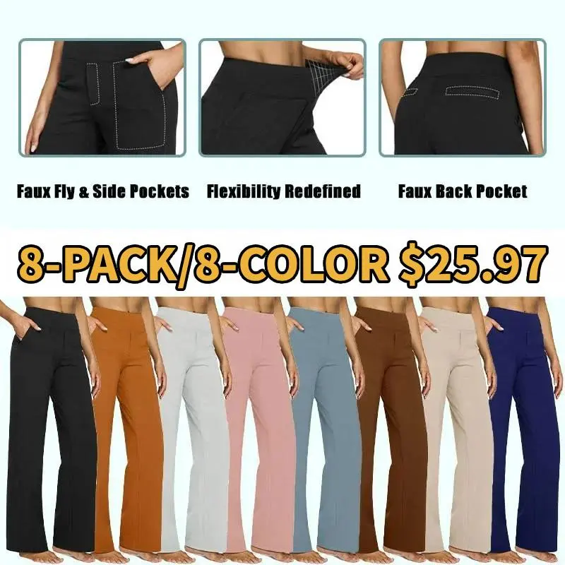 Loose High-Waist Business Casual Pants with Pockets- Perfect for yoga and casual outings
