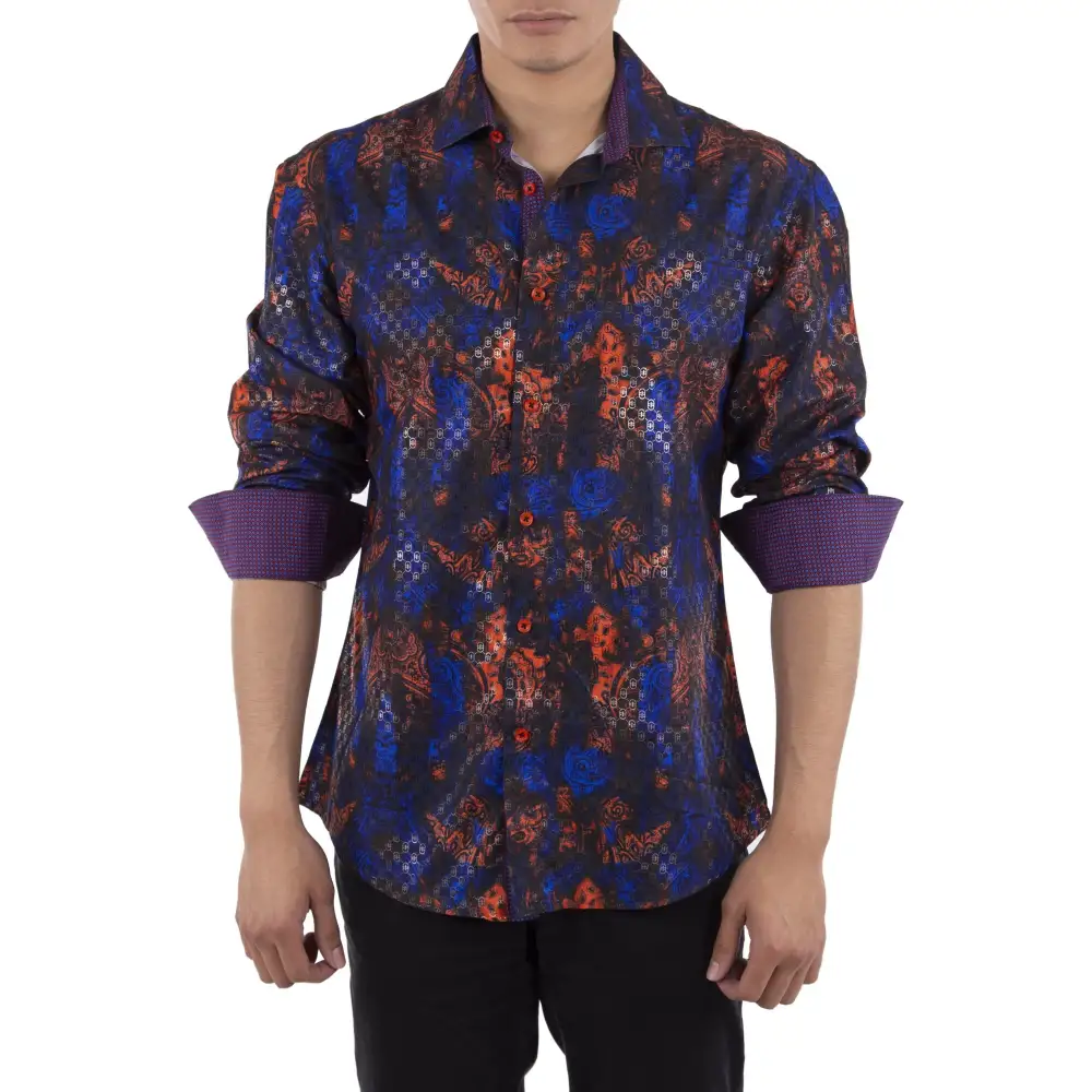 Geometric Long Sleeve Button Shirt