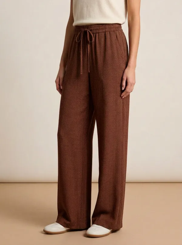 Modern Wide-Leg Houndstooth Printed Women's Wide-Leg Pants