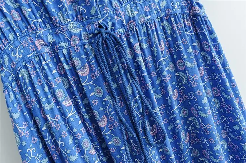 V-Neck Short Sleeve Boho Maxi Dress