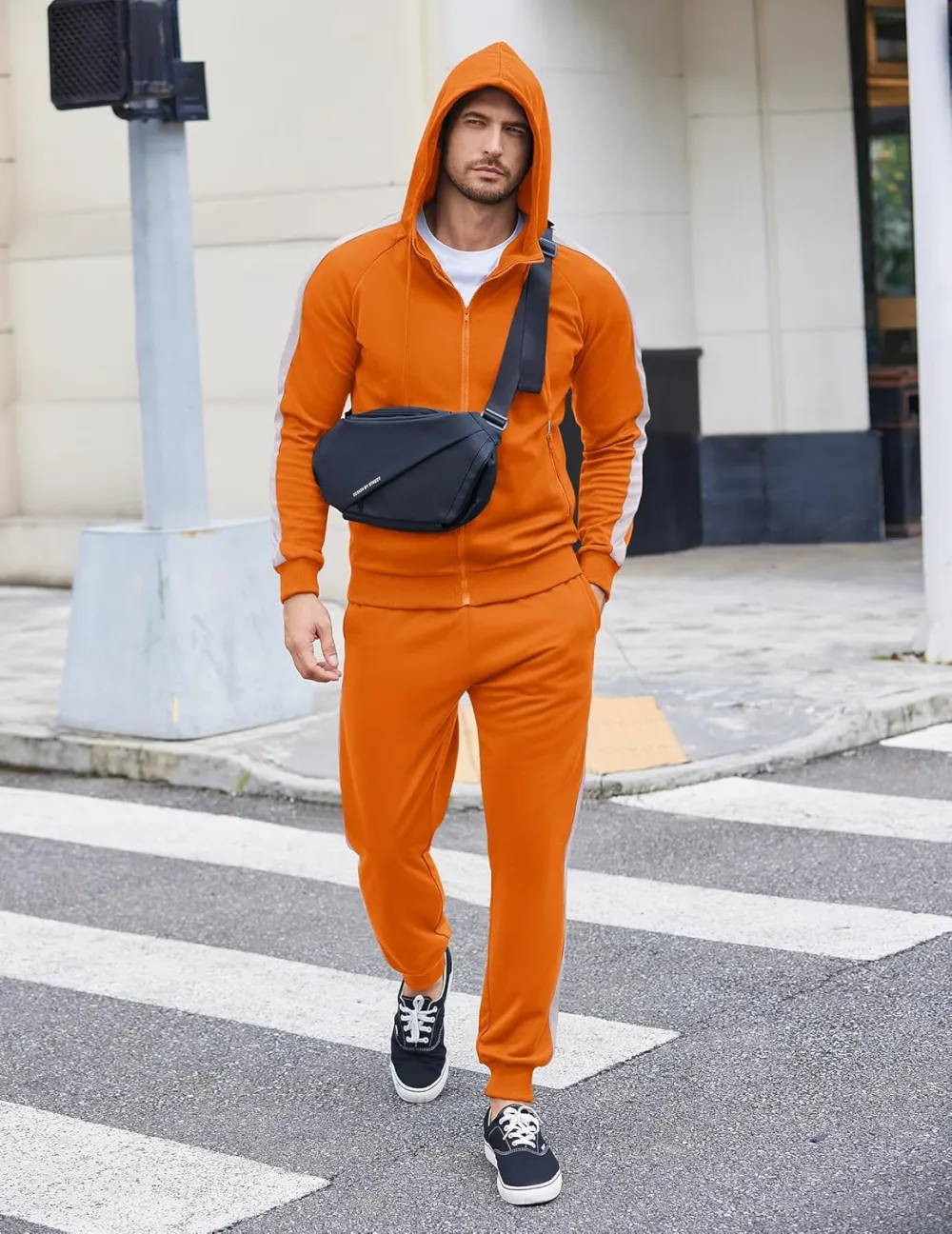 Mens with Zipper Pockets Full Zip Hoodie Sweatsuit