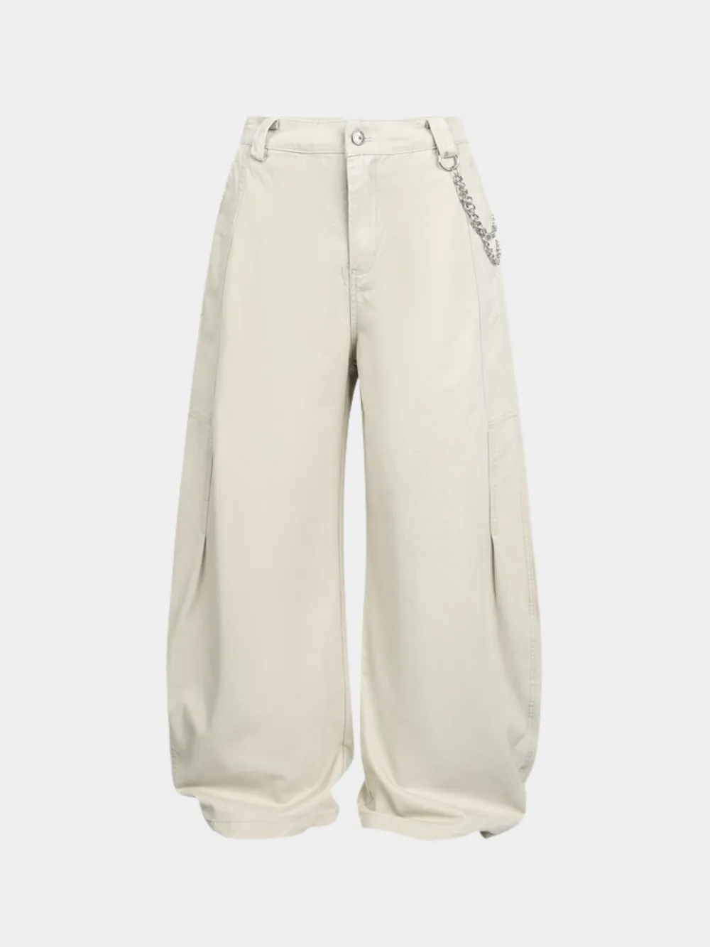Cotton Breathable Curved-Leg Relaxed-Fit Casual Pants