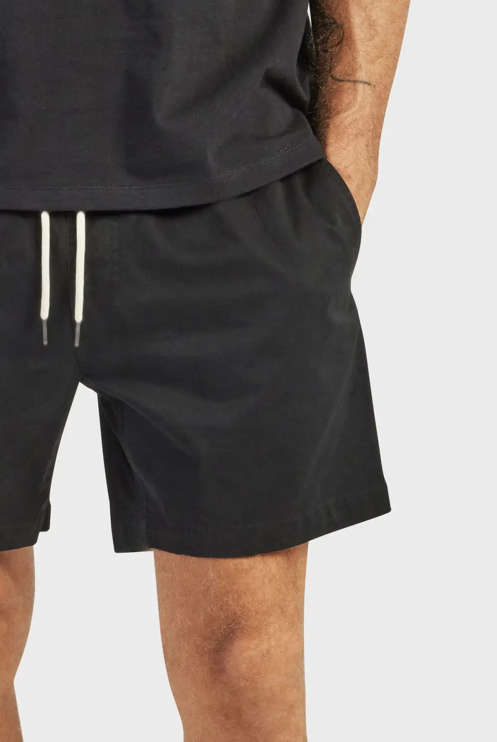 Black Cotton Drawstring Shorts