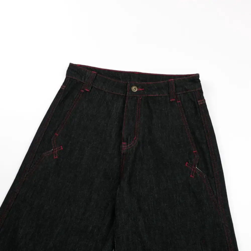 Washed Raw Denim Embroidered Denim Jeans
