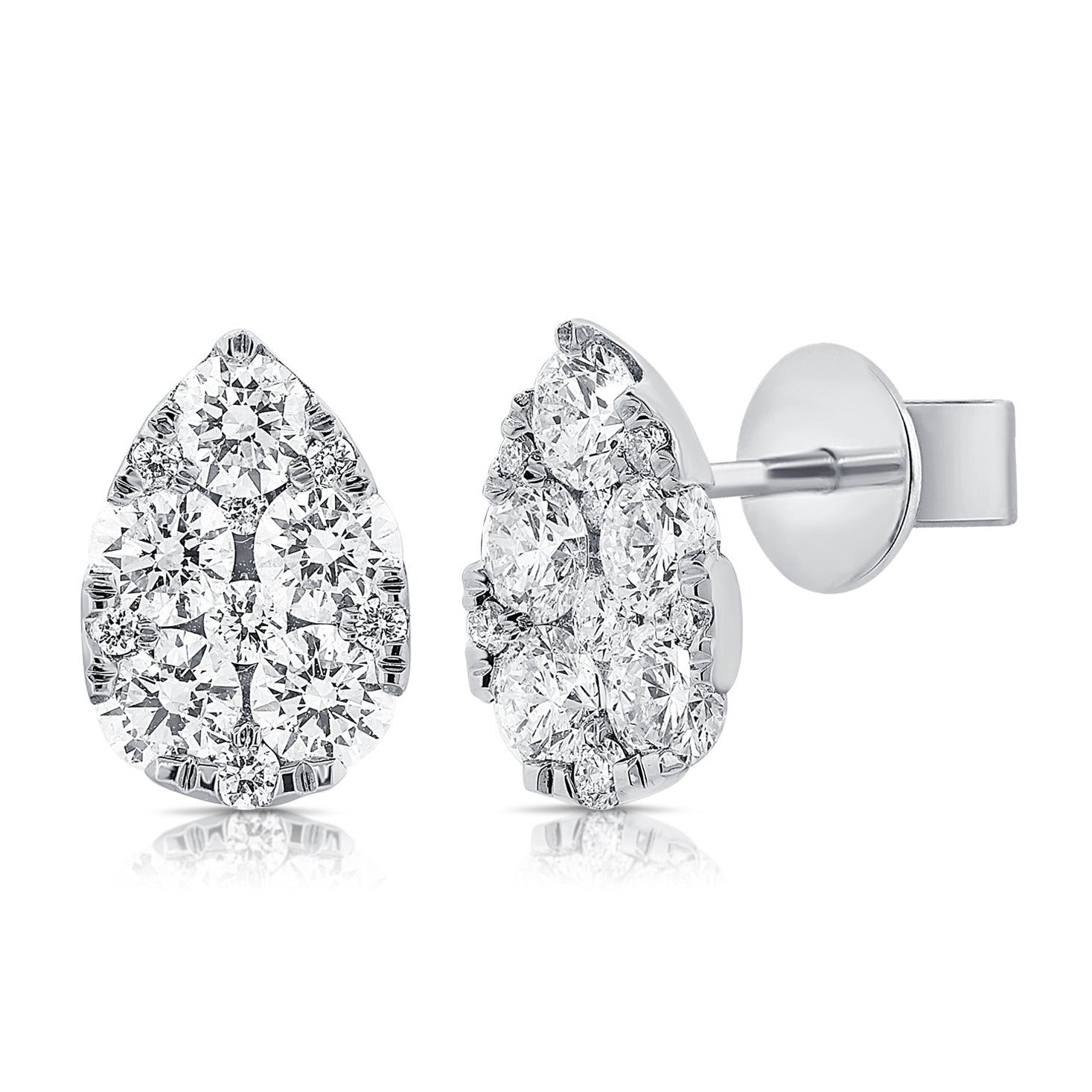 Geometric Pear Gem Detail Stud Earrings