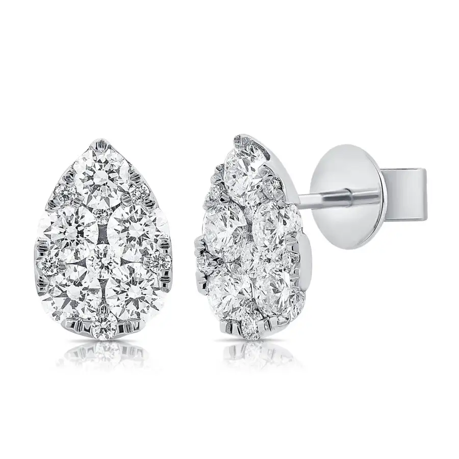 Geometric Pear Gem Detail Stud Earrings