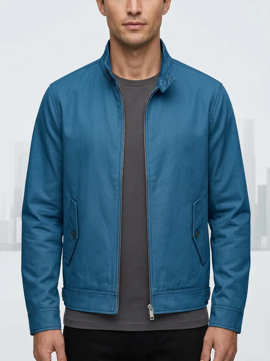 Solid Color Zip Stand Jacket