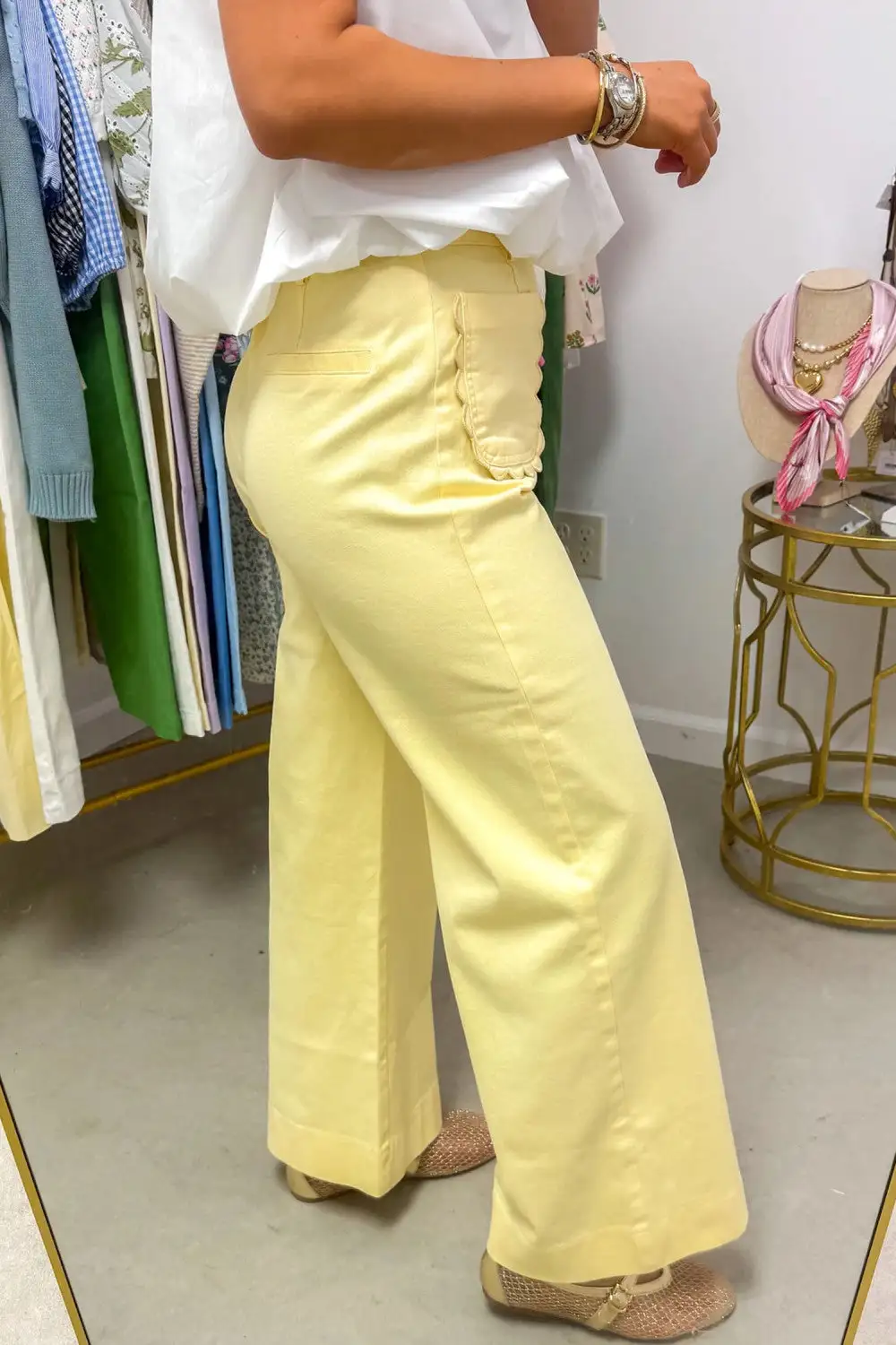 Scalloped Patch Pocket Jeans