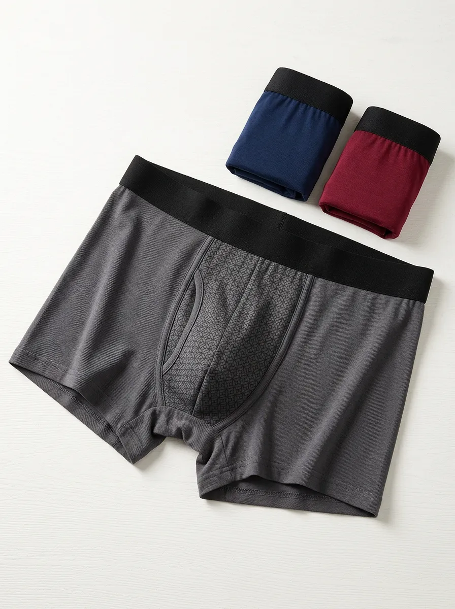 Men's Geometric Pattern Printed Boxer Briefs Underwear Set