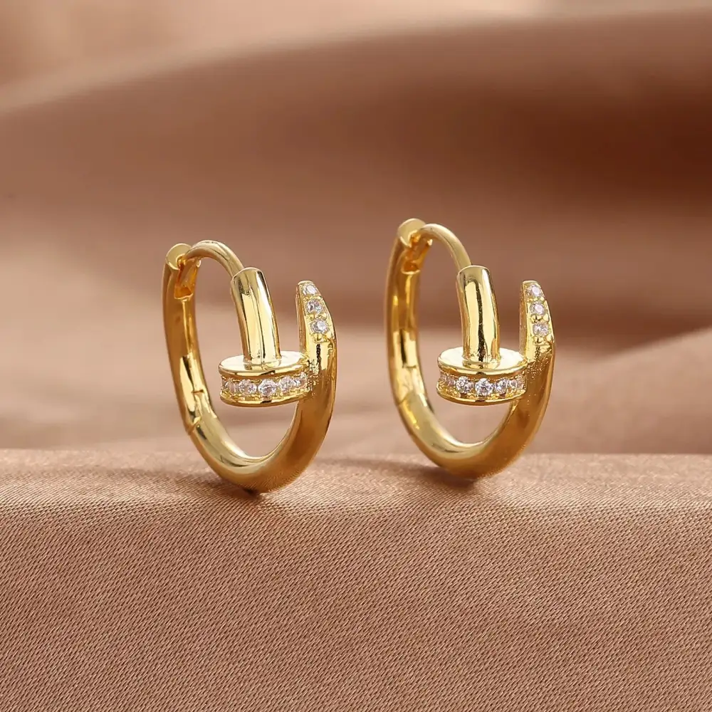 Zircon Hoop Stud Hoop Earrings