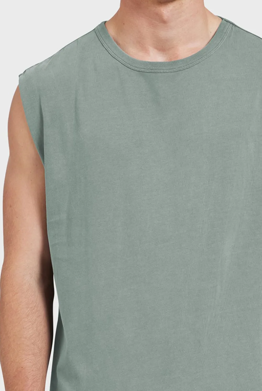 Sleeveless Crew Neck Cotton Tee