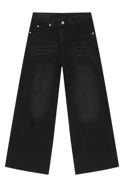 Casual Washed Stretch Straight Leg Jeans