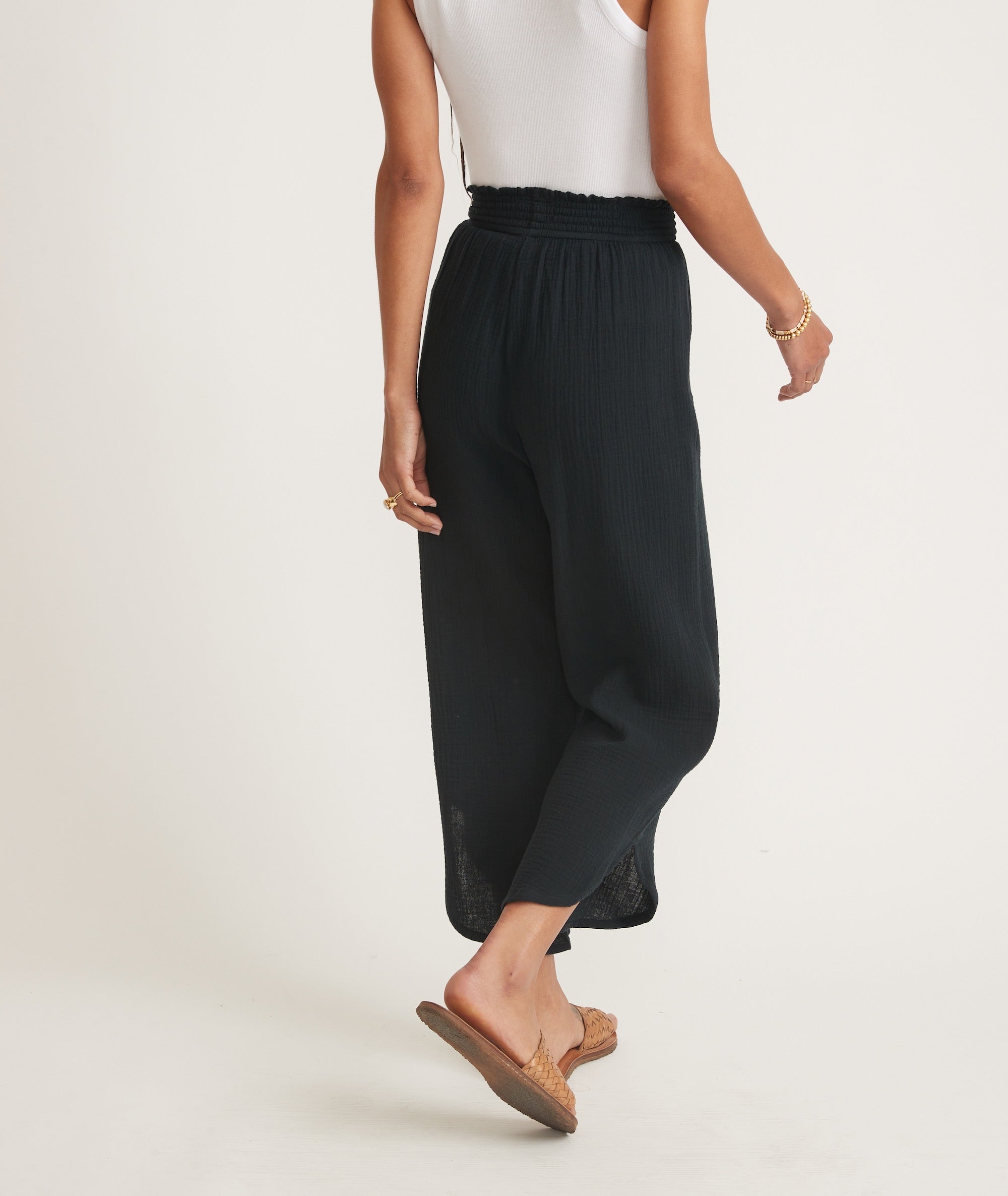 Black Elastic-Waist Trousers