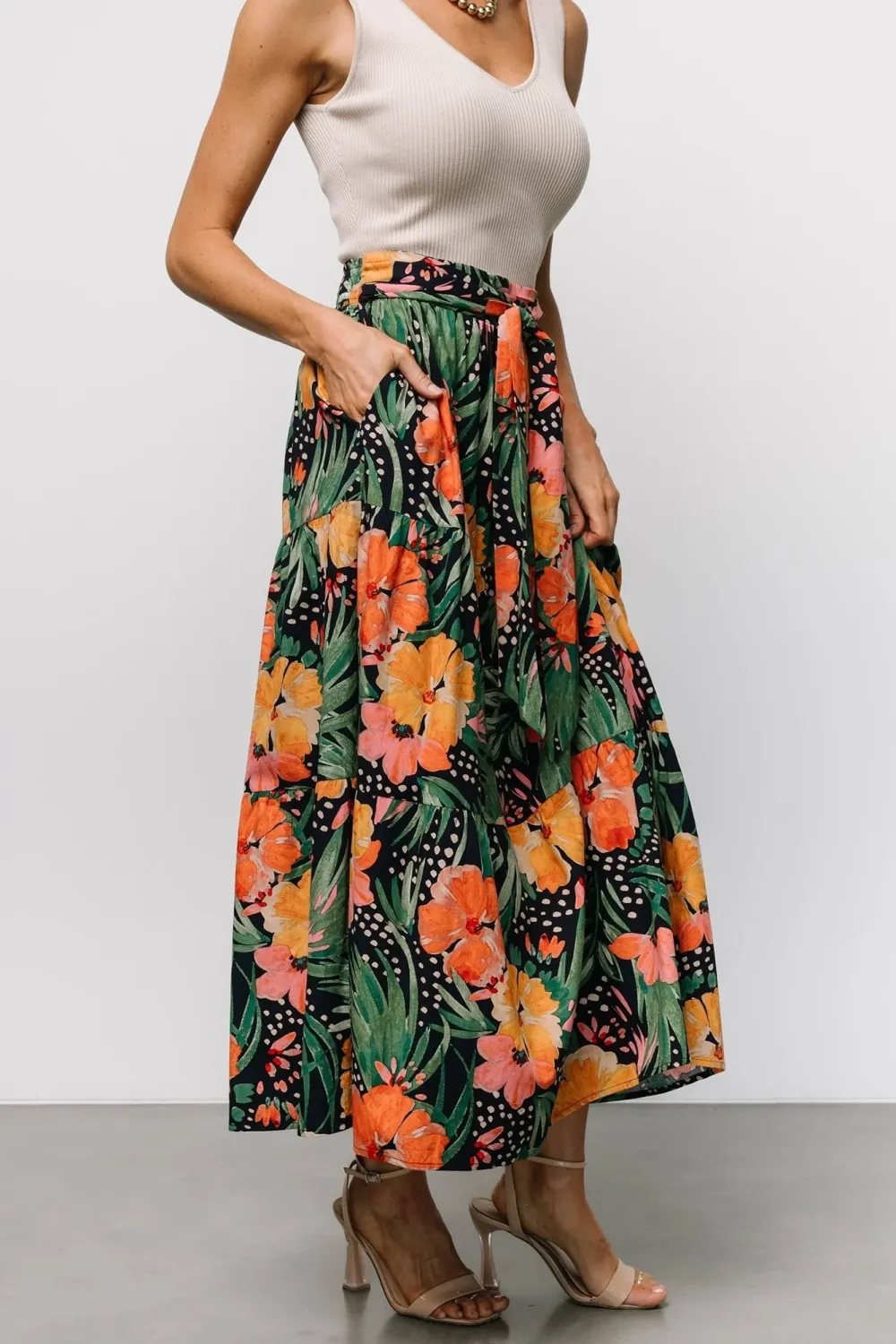 Versatile Holiday Floral Temperament Skirt