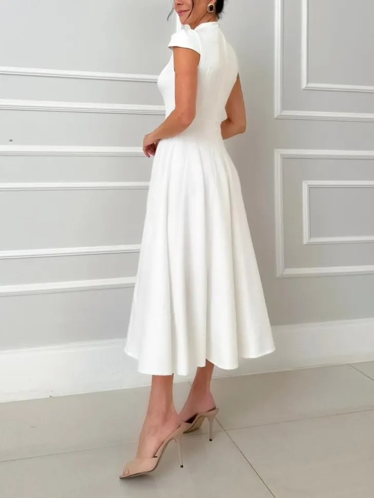 Classic Tailored Flared Midi Dress