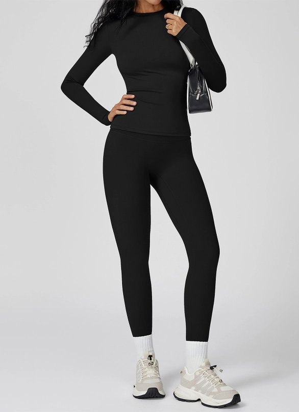 Long Sleeve Top with High Waist Sculpted Leggings Set