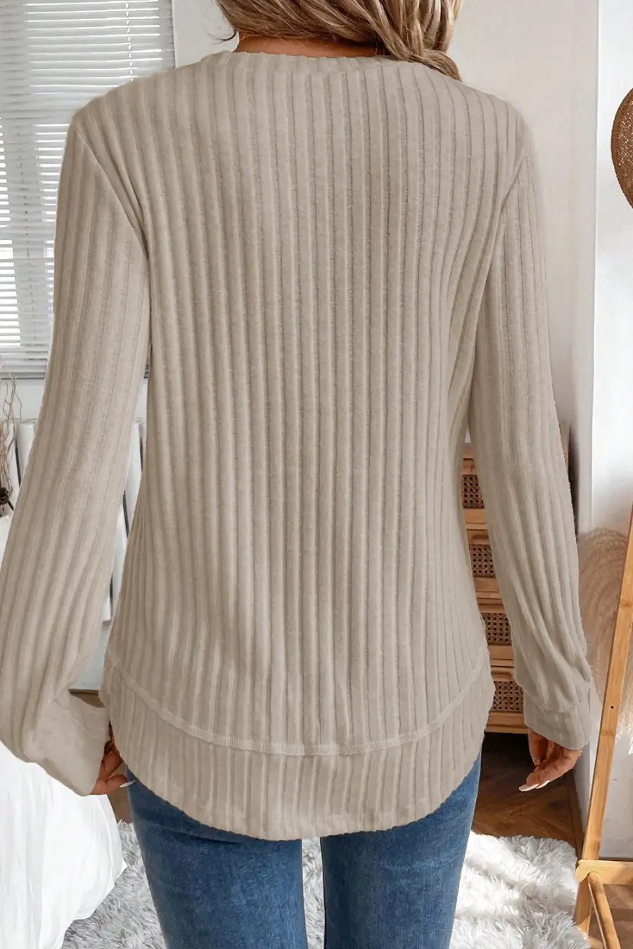 Ribbed Knit Textured Women's Top