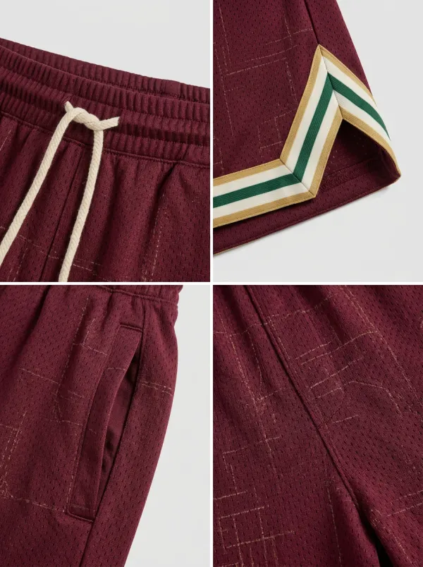 Modern Geometric Pattern Striped Detail Collection Men's Basketball Shorts