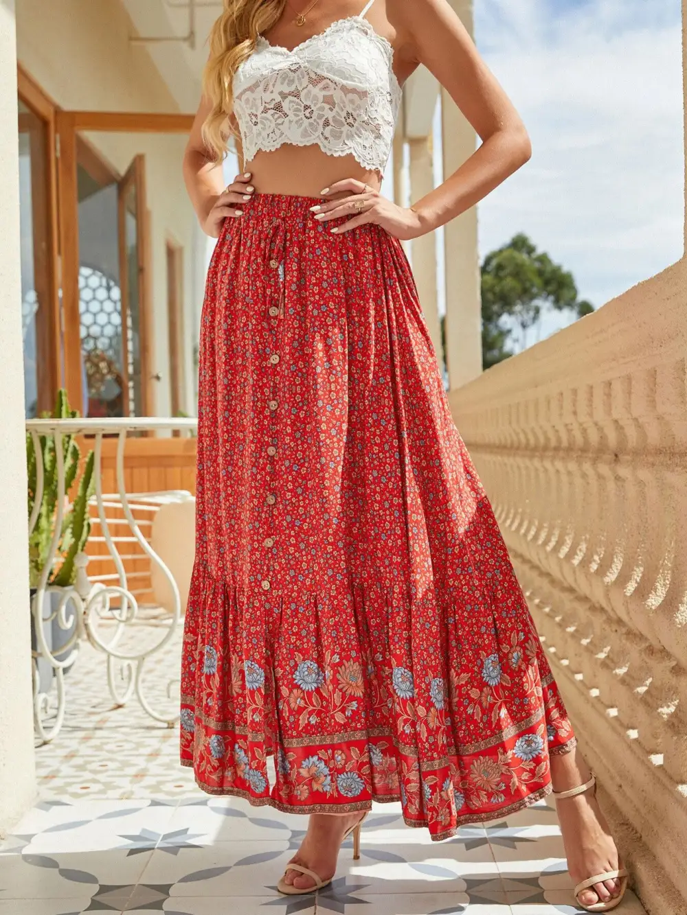 Print Slit Skirt