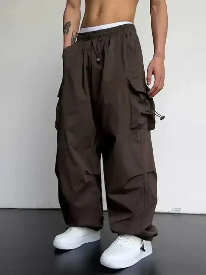 Men'slim Fit Cargo Pants with Rits for Dagelijks En Outdoor Gebruik