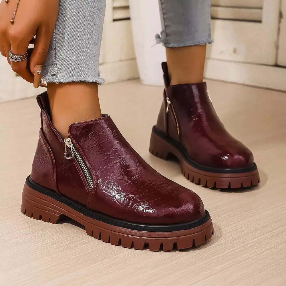 Breezy Round Toe Block Heels Boots
