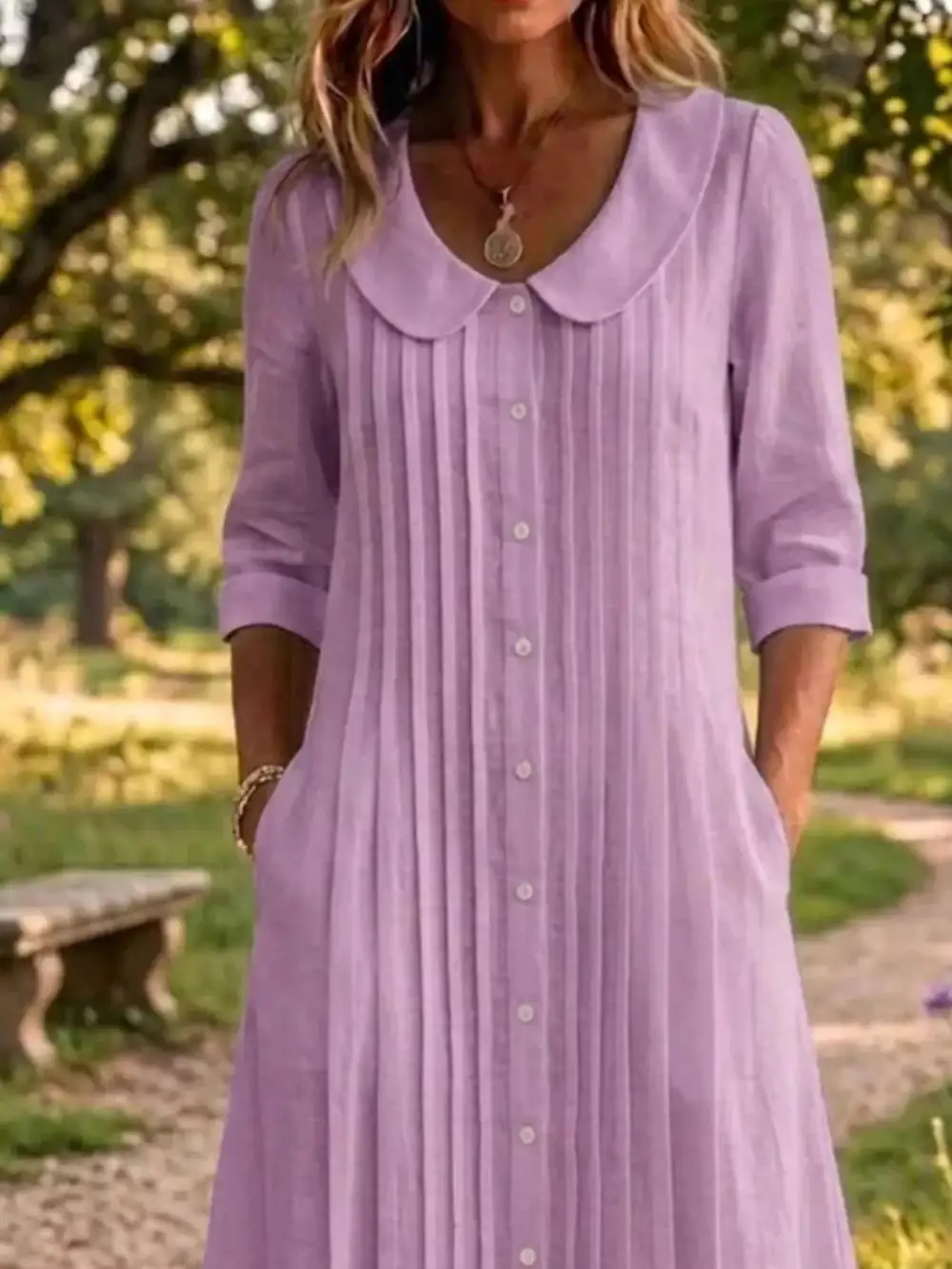 Peter Pan Collar Button-Down Dress