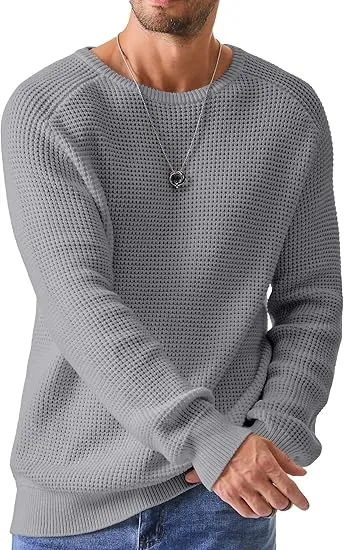 🧶 Men’s Waffle Knit Crewneck Sweater – Effortless Warmth. Everyday Style.