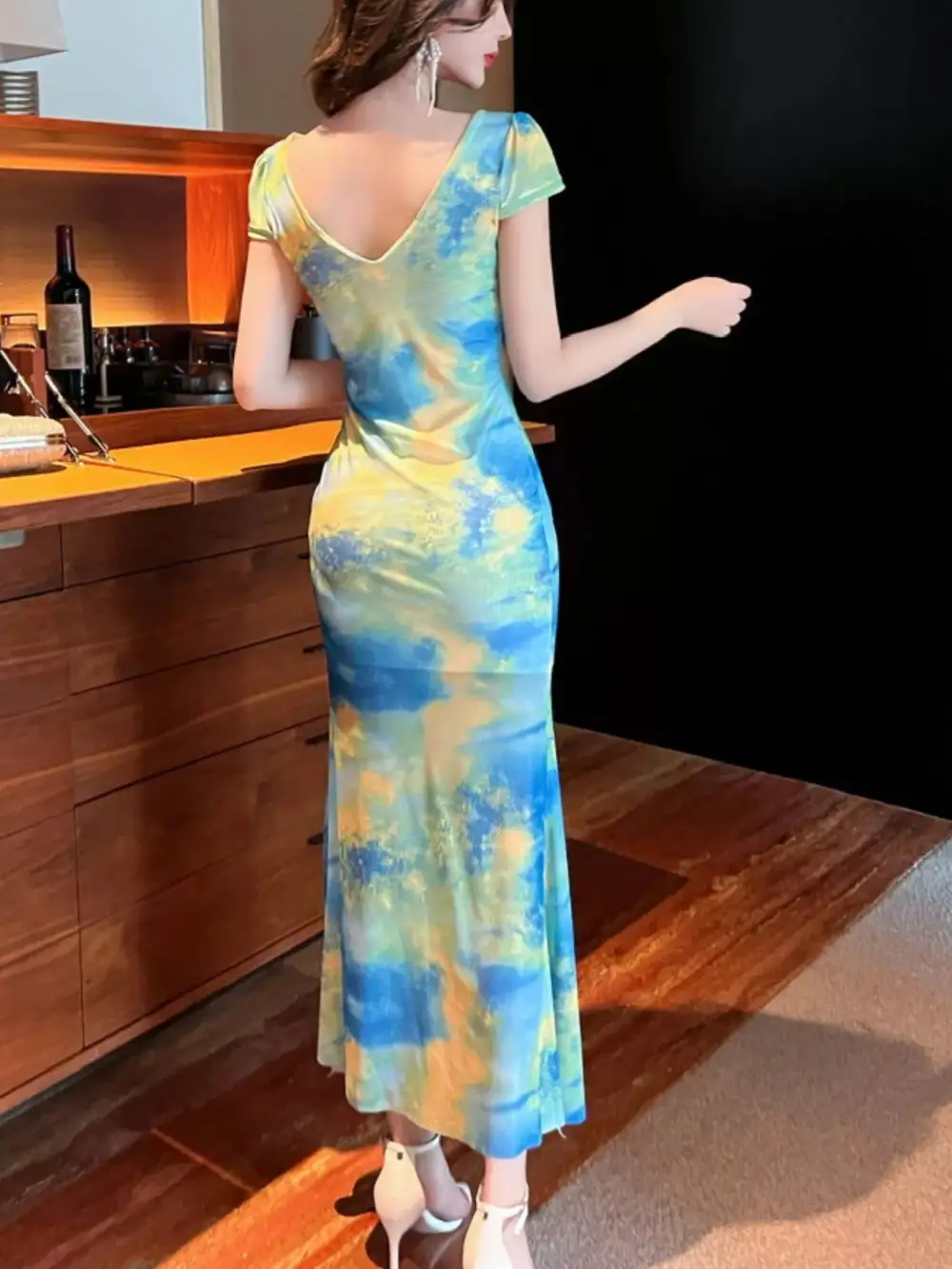 Ruffle Slit Dress Casual