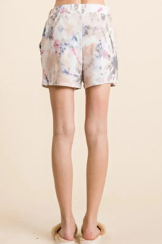 Tie Dye Terry Shorts with Drawstring