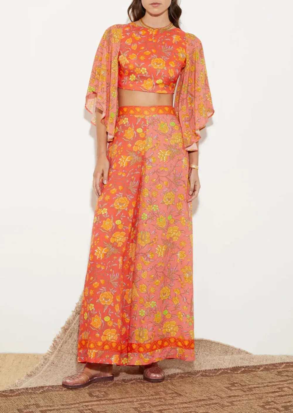 FLORAL WIDE LEG PANTS