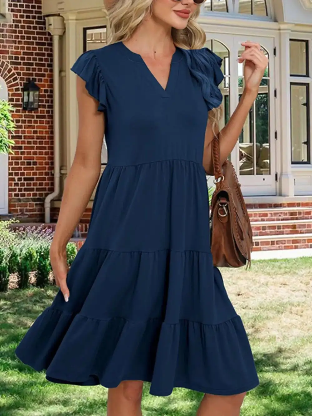 Relaxed Shape Ruffle Tiered Midi Dress