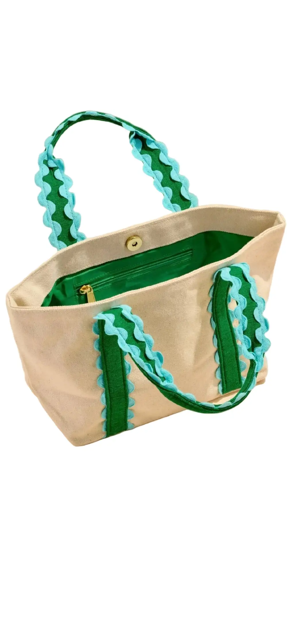 Mini Zip Cotton Blend Tote Bag