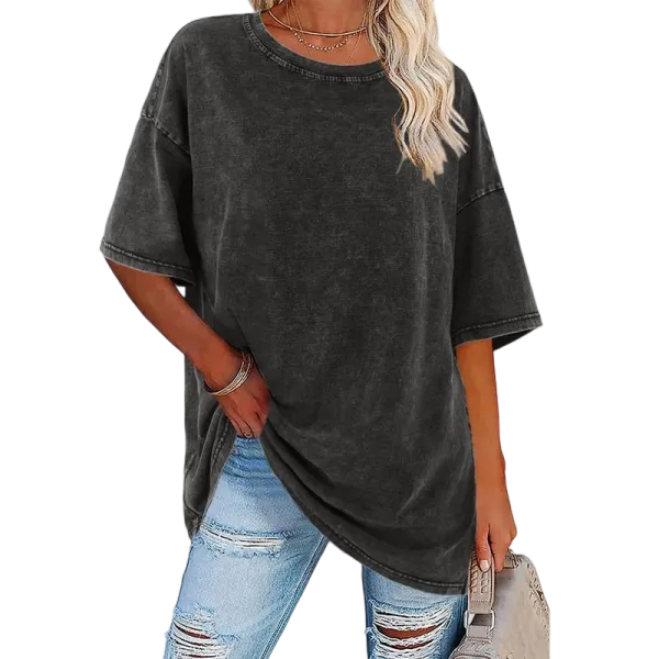 Women'S Oversized T Shirts Acid Washed Heavy Cotton Vintage Unisex Tees Loose Fit Short Sleeve Casual Streetwear Baggy Basic Tops Crewneck