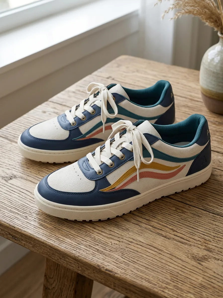 Women's Retro Colorblock Wave Printed Sneakers