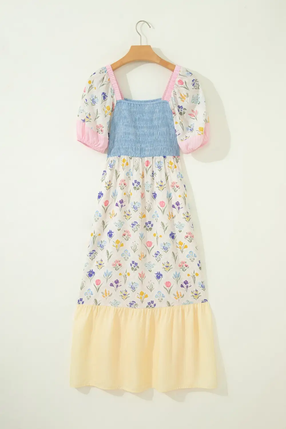 Floral Striped Square Neck Dress Casual