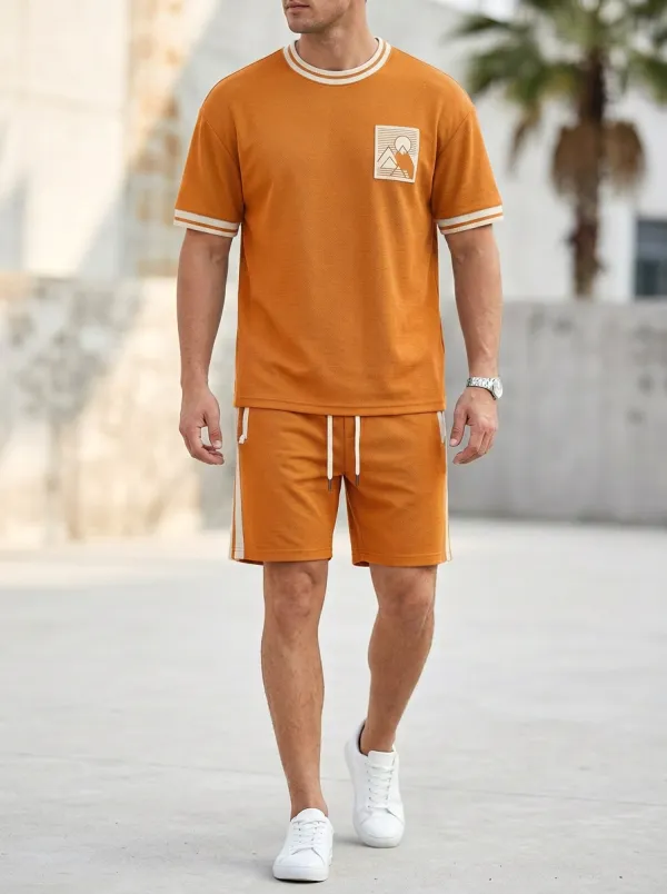 Everyday Mountain Graphic Style Men's T-Shirt And Shorts Set