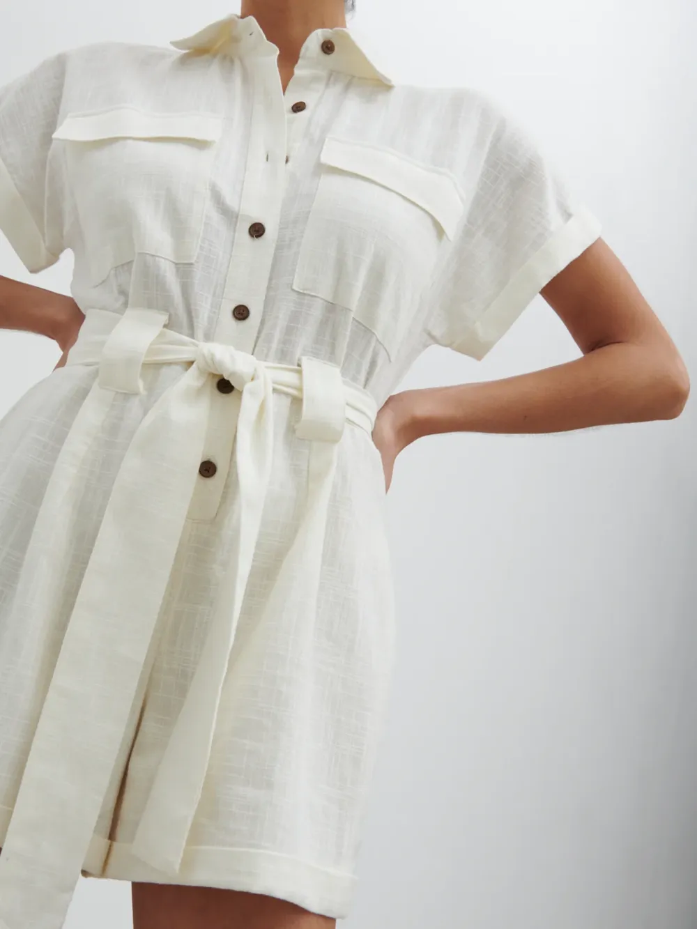 Button Front Utility Playsuit