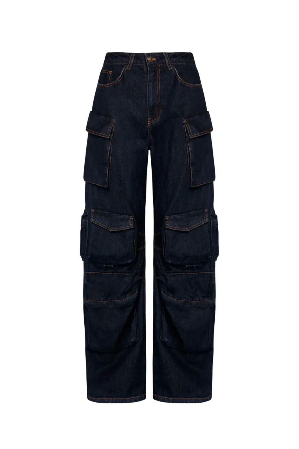 Trendy Workwear Style Multi-Pocket Jeans