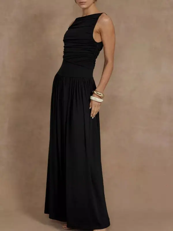 Sleeveless Ruched Maxi Dress