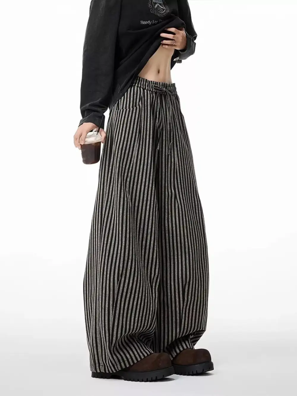 Men's Plus Size Striped Wide Leg Casual Pants