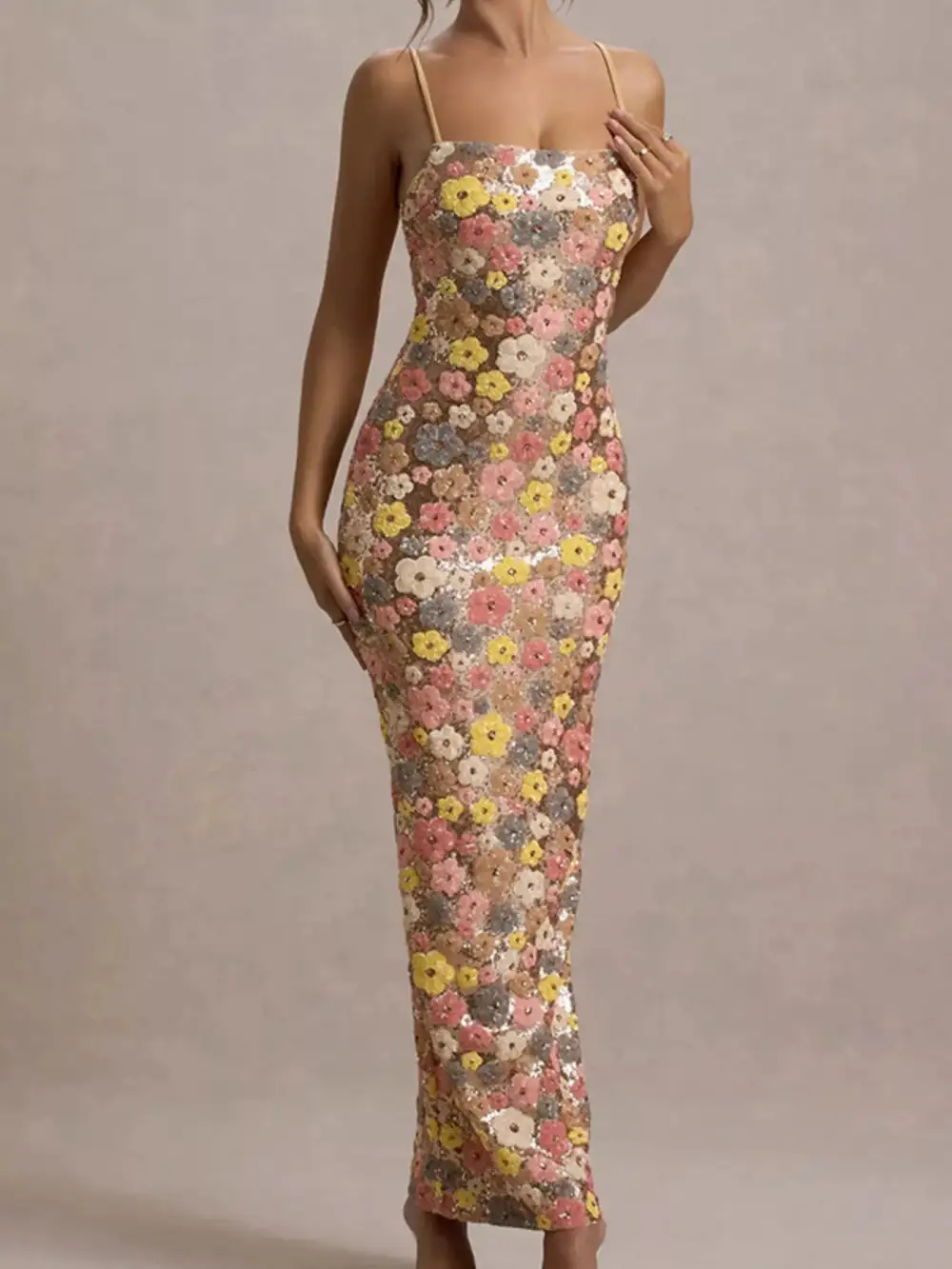 Floral Sequin Maxi Dress