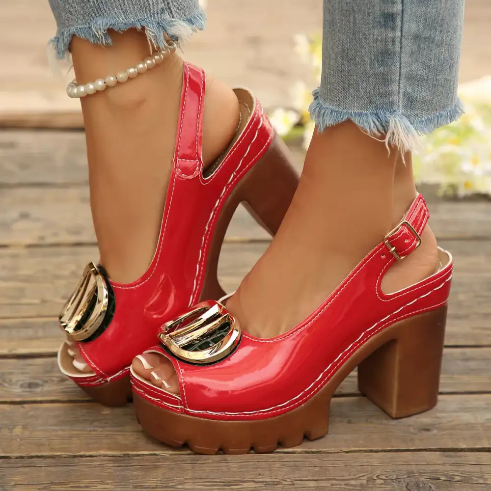 Refined Peep Toe Block Heel Sandals