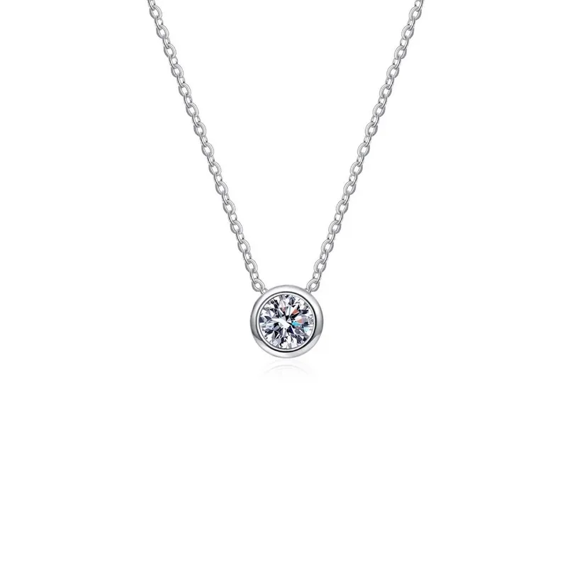 1 Carat Moissanite 925 Sterling Silver Pendant Necklace