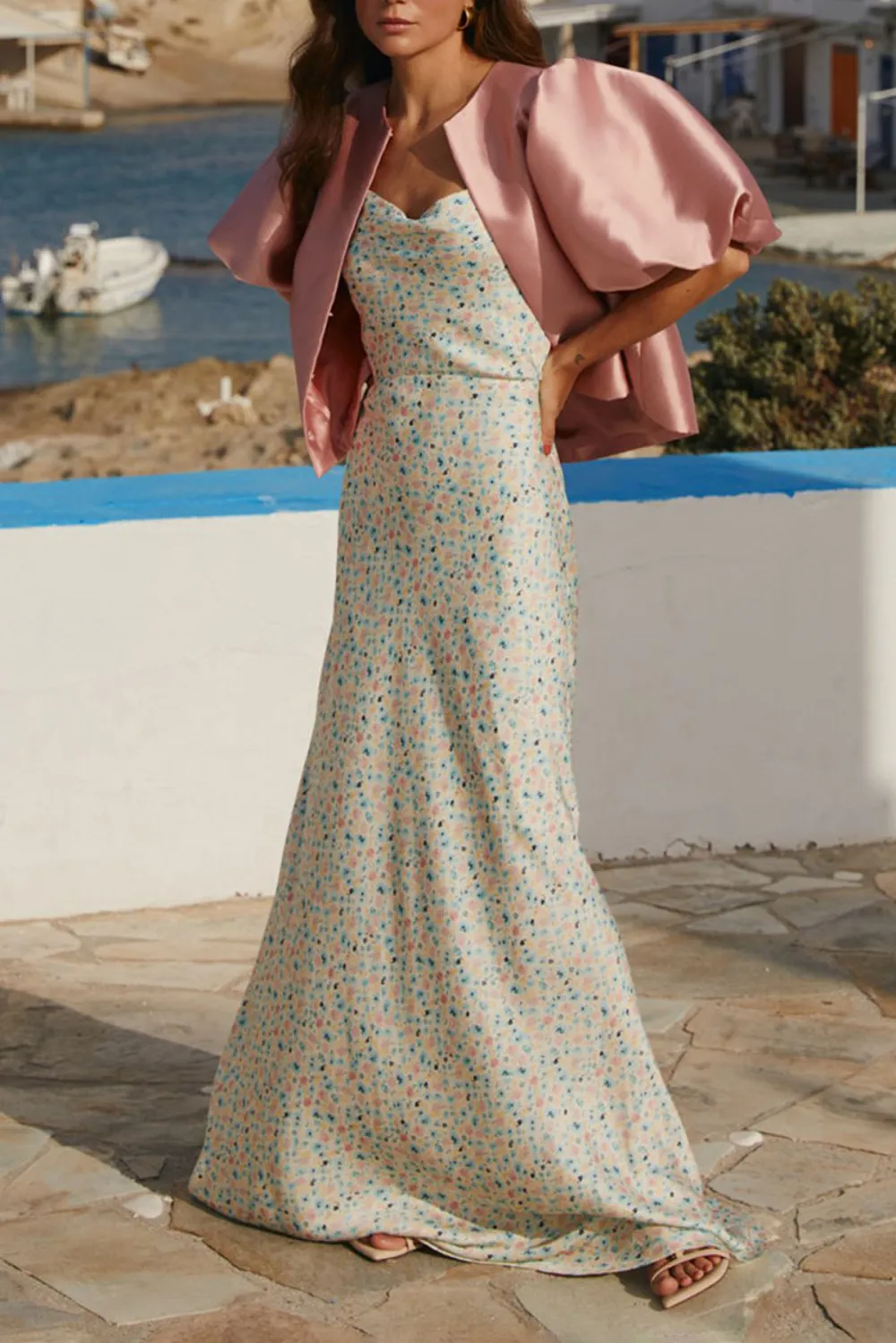 Puff Sleeve Scarf Neck Blouse