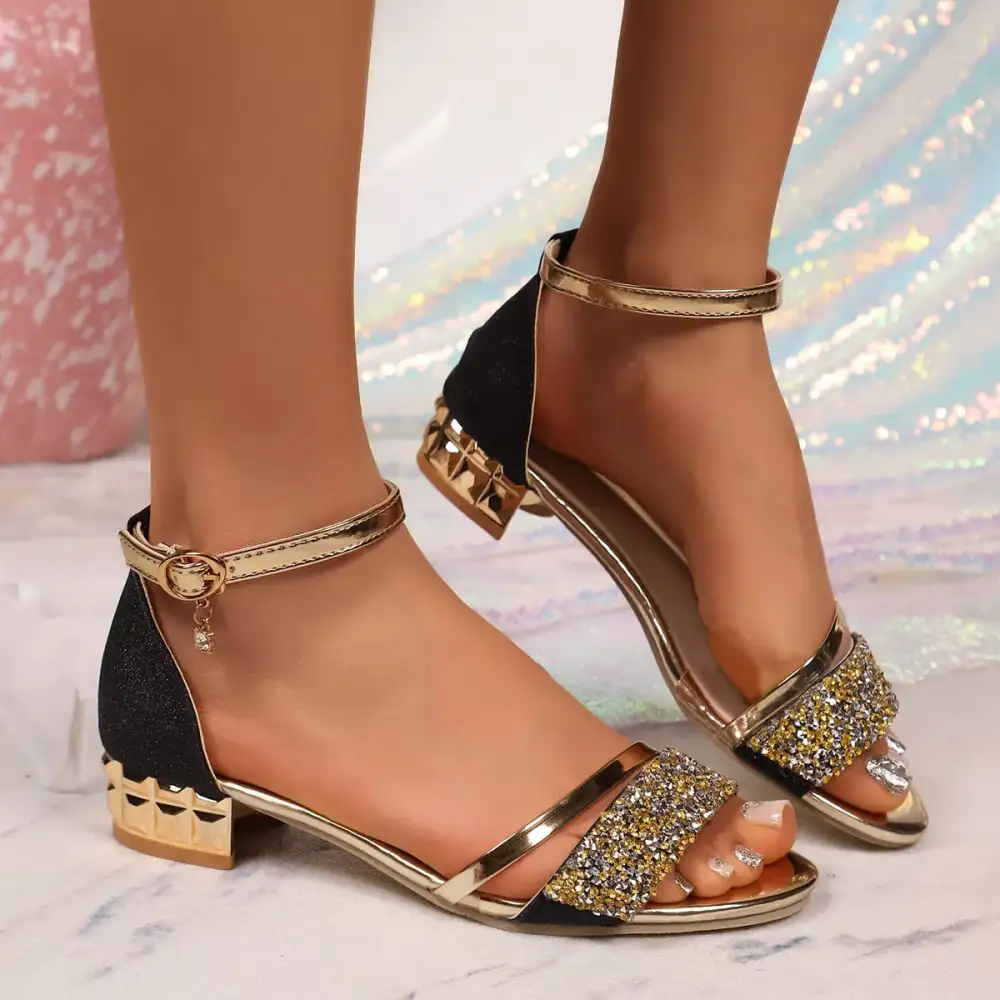 Contemporary Open Toe Block Heel Sandals