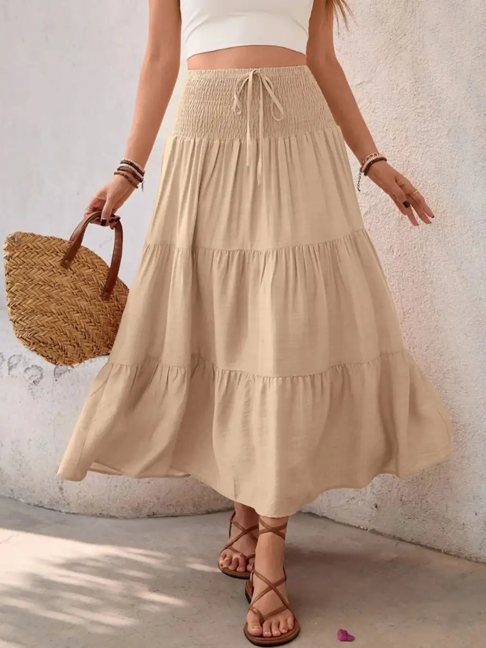 Fine Smocked Tiered Skirt