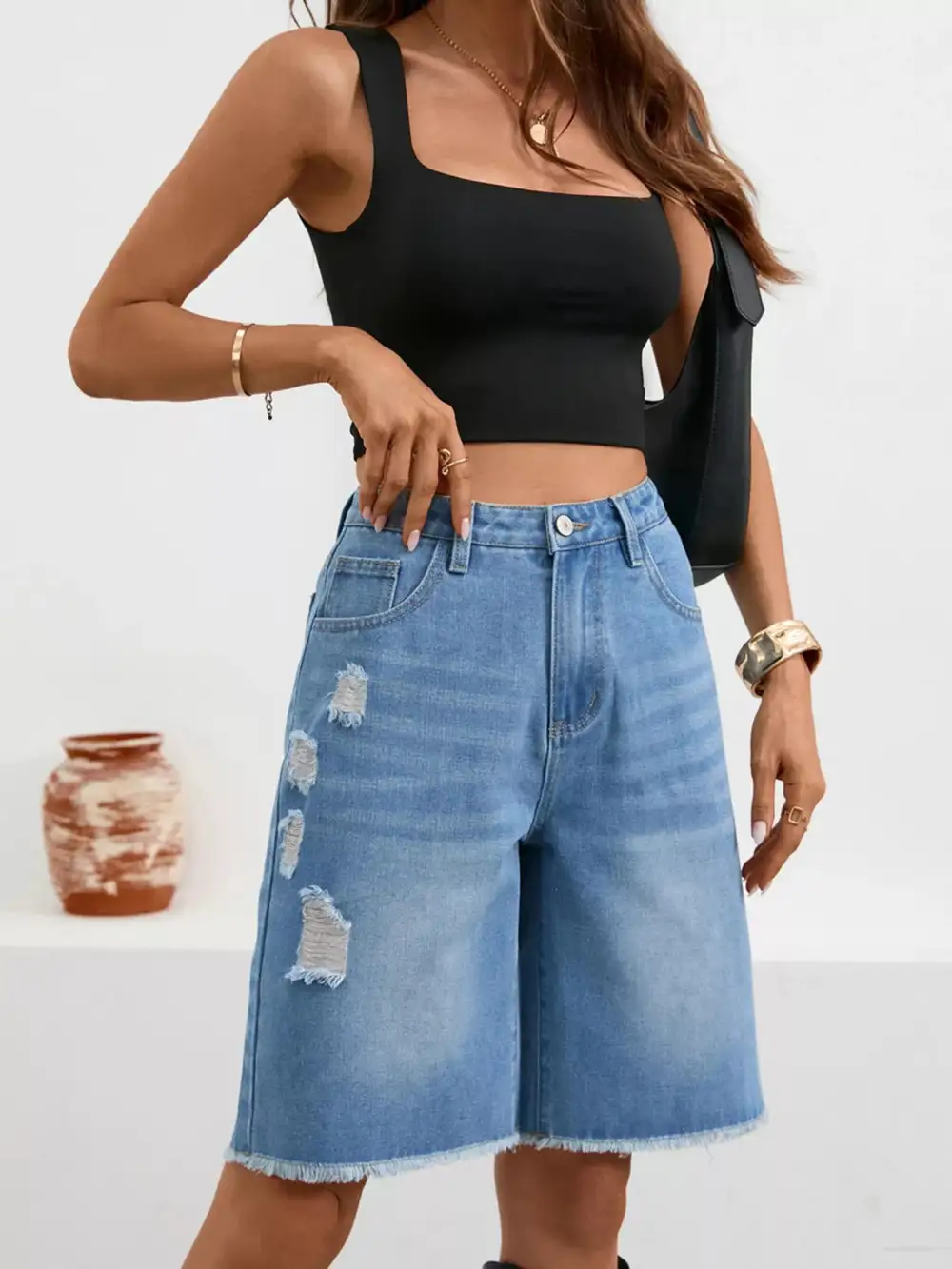 Raw Hem Frayed Hem Frayed Ripped Shorts